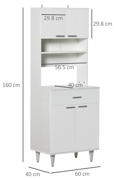 HOMCOM Dulap Mare de Bucătărie Clasic, Design Elegant din Lemn, Finisaj Alb, Spațios și Versatil, Ideal pentru Orice Bucătărie | Aosom Romania