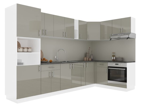 Set haaus V35, Gri Lucios/Alb, MDF, Blat Thermo 28 mm, L 320 x 160 cm