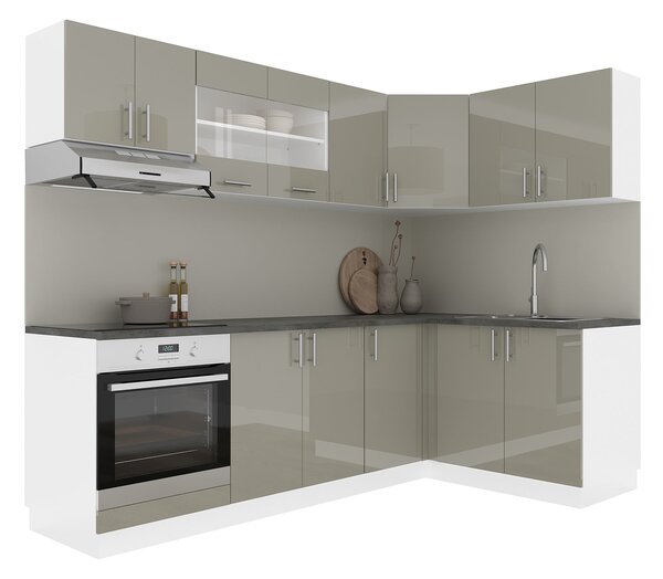 Set haaus V34, Gri Lucios/Alb, MDF, Blat Thermo 28 mm, L 240 x 140 cm