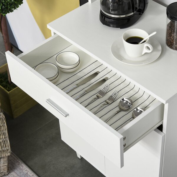 HOMCOM Dulap Mare de Bucătărie Clasic, Design Elegant din Lemn, Finisaj Alb, Spațios și Versatil, Ideal pentru Orice Bucătărie | Aosom Romania