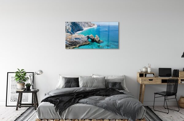 Tablouri pe sticlă Grecia Plaja coasta mare