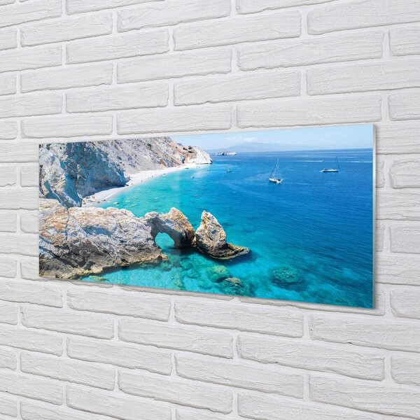 Tablouri pe sticlă Grecia Plaja coasta mare
