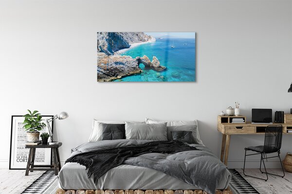 Tablouri pe sticlă Grecia Plaja coasta mare
