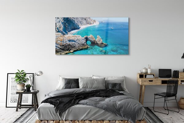Tablouri pe sticlă Grecia Plaja coasta mare