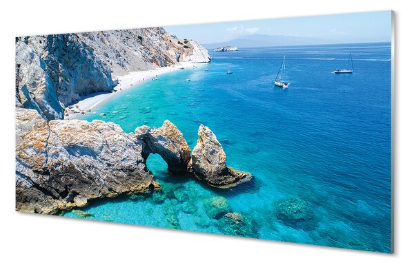 Tablouri pe sticlă Grecia Plaja coasta mare