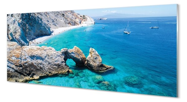 Tablouri pe sticlă Grecia Plaja coasta mare