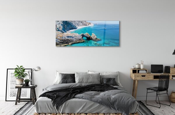 Tablouri pe sticlă Grecia Plaja coasta mare