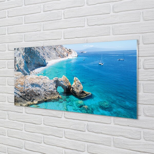 Tablouri pe sticlă Grecia Plaja coasta mare