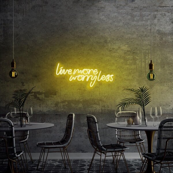 Aplica de Perete Neon Live More Worry Less, 67x36 cm