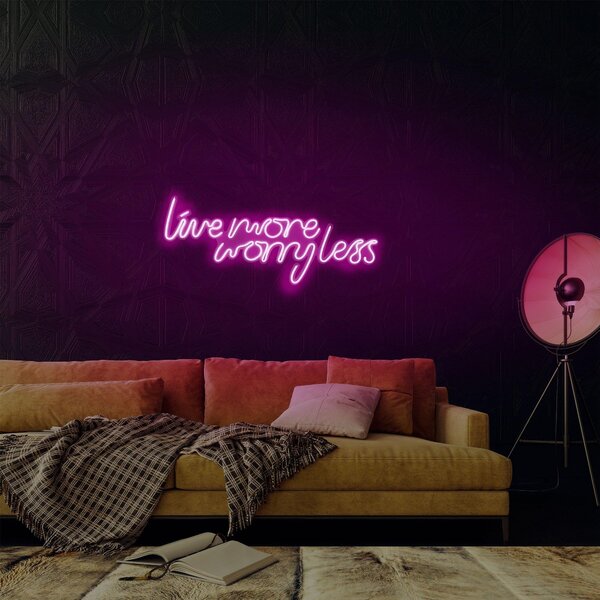 Aplica de Perete Neon Live More Worry Less, 67x36 cm