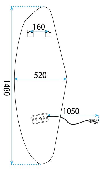 Oglindă LED 150x52cm YH-3358