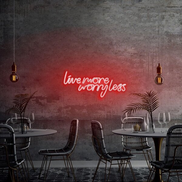 Aplica de Perete Neon Live More Worry Less, 67x36 cm