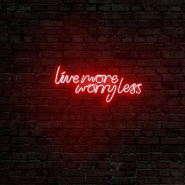 Aplica de Perete Neon Live More Worry Less, 67x36 cm