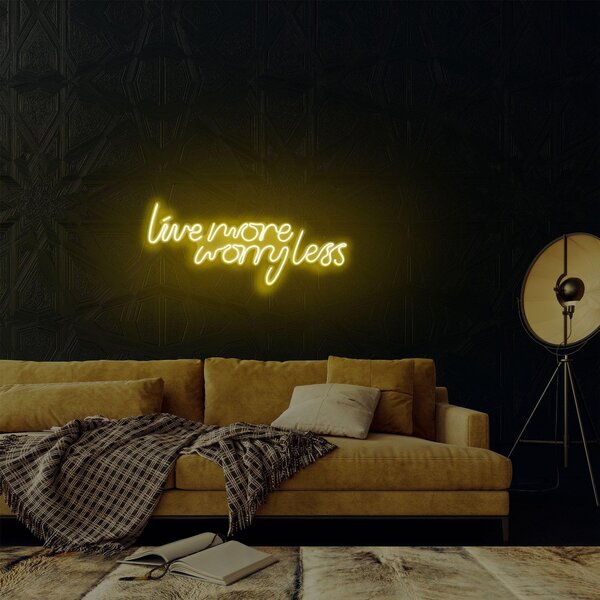 Aplica de Perete Neon Live More Worry Less, 67x36 cm