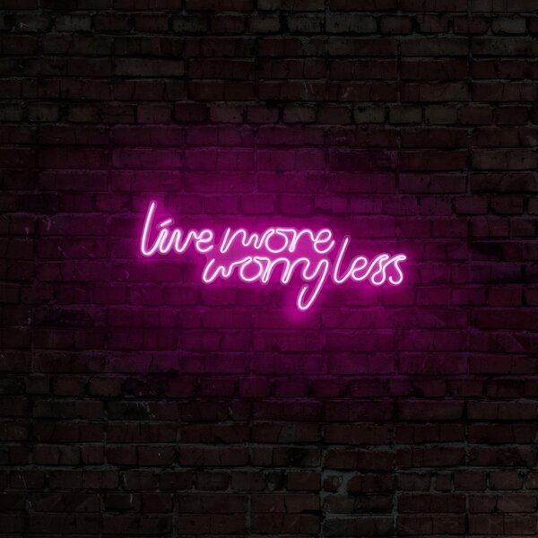 Aplica de Perete Neon Live More Worry Less, 67x36 cm
