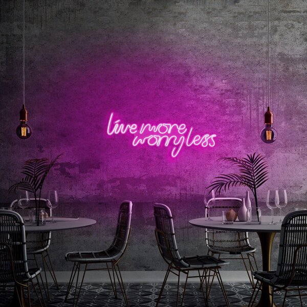Aplica de Perete Neon Live More Worry Less, 67x36 cm