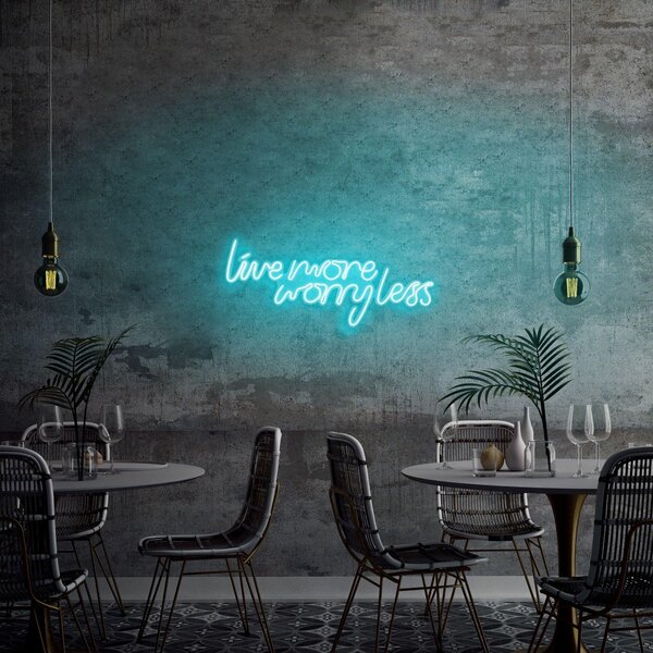 Aplica de Perete Neon Live More Worry Less, 67x36 cm