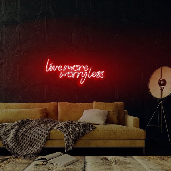 Aplica de Perete Neon Live More Worry Less, 67x36 cm