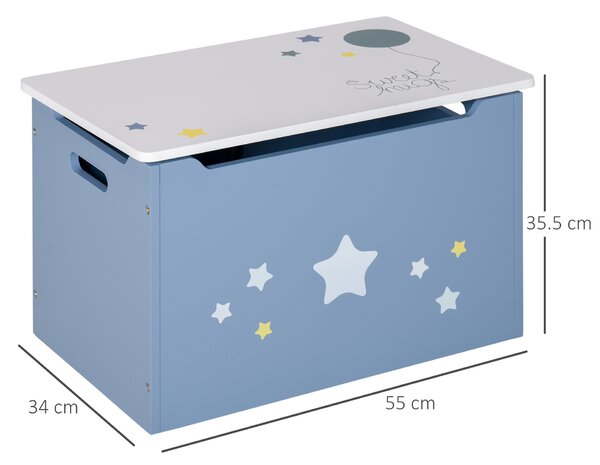 HOMCOM Cutie de Depozitarea pentru Jucarii din Lemn Albastru si Alb pentru Camera Copiilor | Aosom Romania