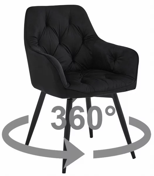 Scaun de masa rotativ JORK360 VELVET negru
