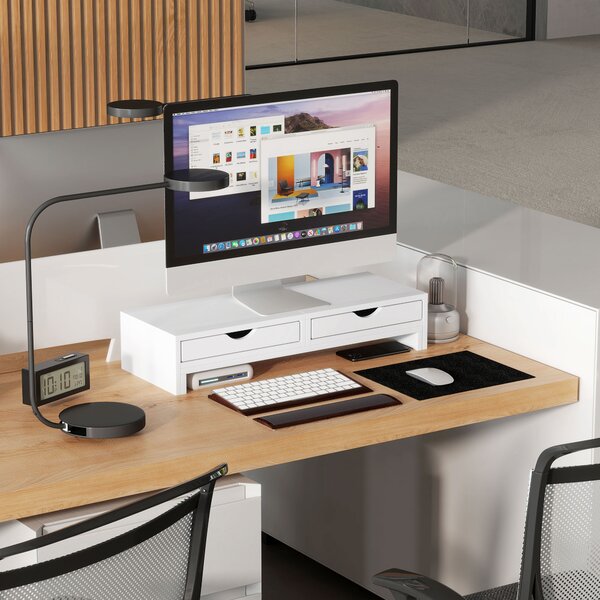 HOMCOM Suport pentru Monitor Reglabil, Alb | Aosom Romania