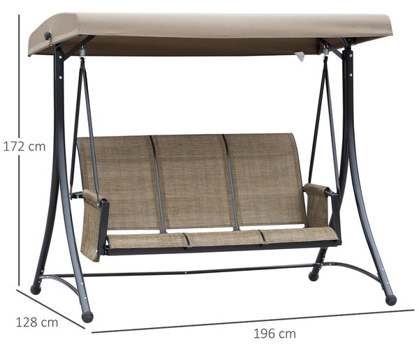 Balansoar de Gradina Outsunny cu 3 scaune Acoperis, Buzunare de depozitare | Aosom Romania