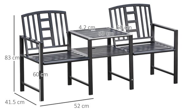 Set 2 Scaune cu Masuta de cafea Outsunny, Negru | Aosom Romania