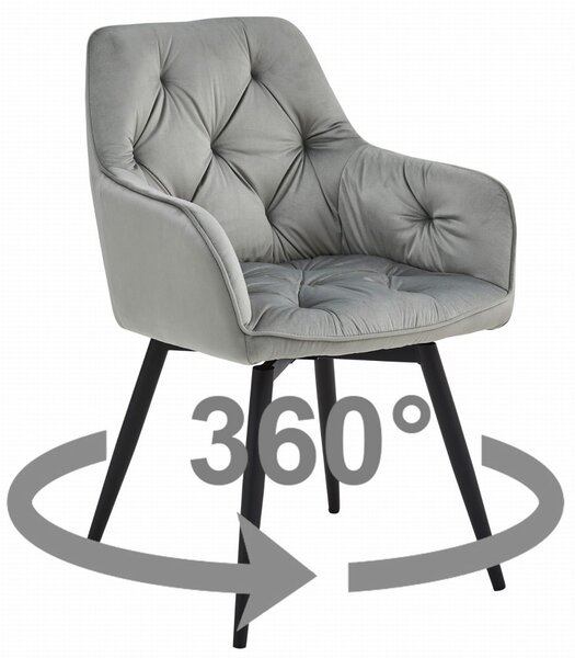 Scaun de masa rotativ JORK360 VELVET, gri deschis