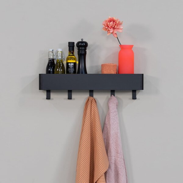 Raft pentru baie negru de montat pe perete din oțel Multi – Spinder Design