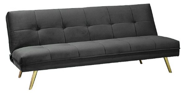 Canapea extensibila MORITZ, gri/auriu, stofa catifelata/metal, 181x88/106x80 cm