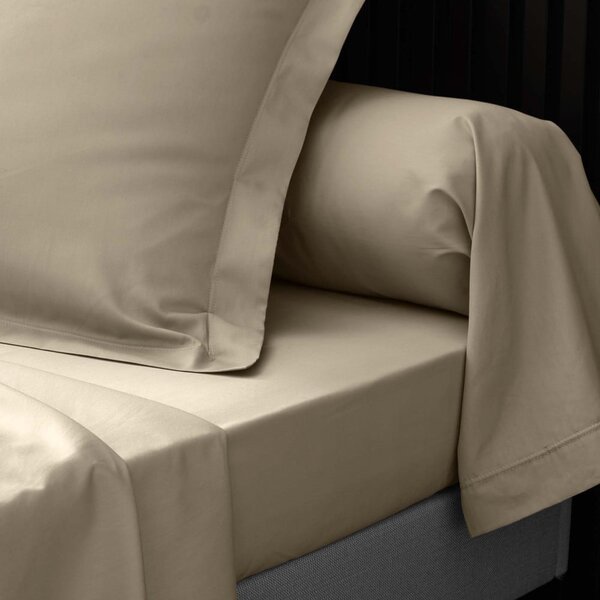 Cearceaf maro deschis din bumbac percal cu elastic 160x200 cm Percaline – douceur d'intérieur