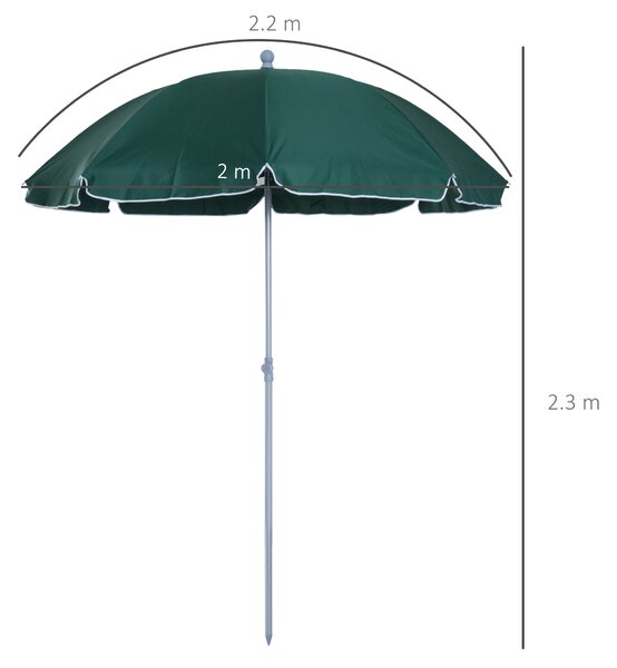 Outsunny Umbrela de Gradina cu acoperis inclinabil, Φ220cm Culoare verde Inchis | Aosom Romania
