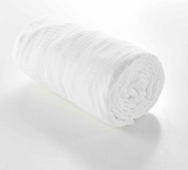 Cearceaf alb din muselină cu elastic 160x200 cm Angelia – douceur d'intérieur
