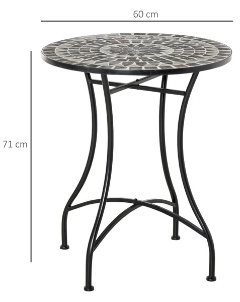 Outsunny Masuta de Gradina si Exterior din Metal si Ceramica Neagra | Aosom Romania