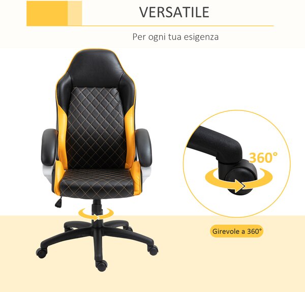 Vinsetto Scaun Ergonomic de Birou cu Înălțime Reglabilă Balansoar și Roți | Aosom Romania