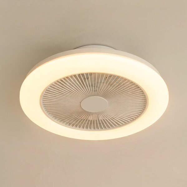Lindby Ventilator de tavan cu LED Vedin, alb, curent continuu, Ø 45 cm, RGBW, reglabil, Alb, Camera de zi / sufragerie, Plastic, Modern