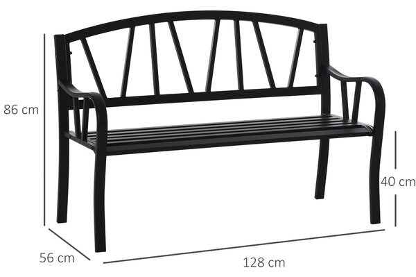 Banca de Gradina Outsunny din Metal cu 2 Locuri, neagra | Aosom RO