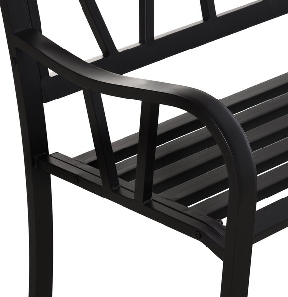 Banca de Gradina Outsunny din Metal cu 2 Locuri, neagra | Aosom RO
