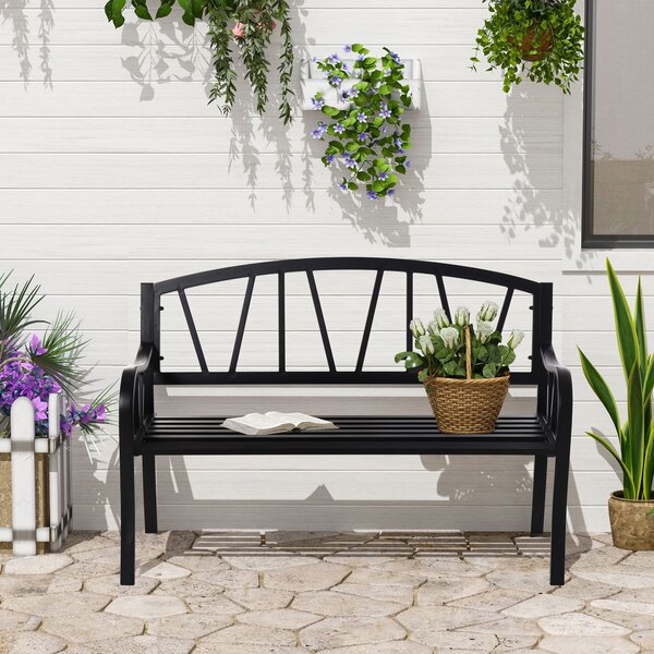 Banca de Gradina Outsunny din Metal cu 2 Locuri, neagra | Aosom RO