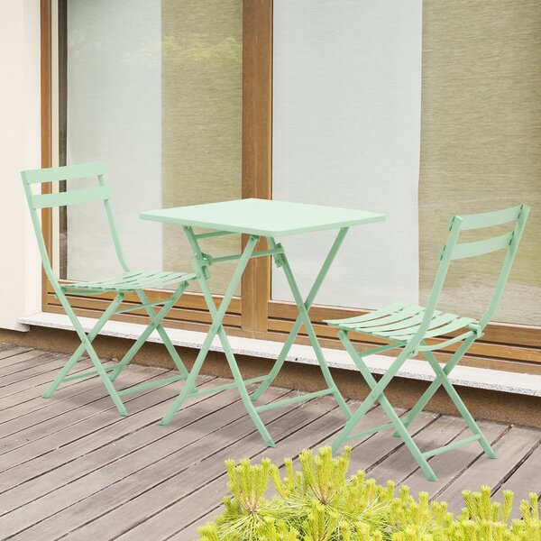 Outsunny Set Mobilier de Grădină Pliabil din Metal Verde Masă și Scaune pentru Spații Exterioare și Terasă Design Compact | Aosom Romania