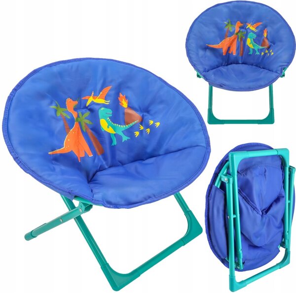 Scaun de camping pentru copii albastru cu dinozauri