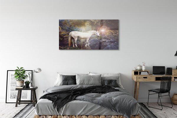 Tablouri pe sticlă Unicorn în pădure