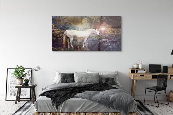 Tablouri pe sticlă Unicorn în pădure
