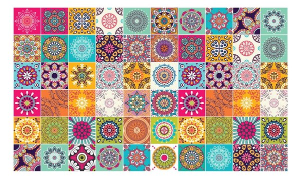 Set 60 autocolante Ambiance Tiles Vintage, 10 x 10 cm