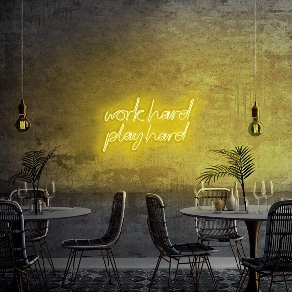 Aplica de Perete Neon Work Hard Play Hard, 55x36 cm