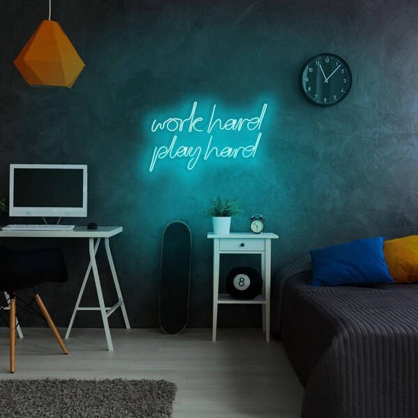 Aplica de Perete Neon Work Hard Play Hard, 55x36 cm