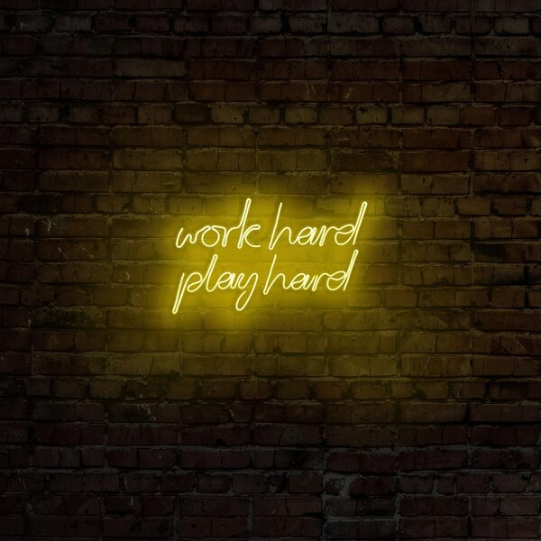 Aplica de Perete Neon Work Hard Play Hard, 55x36 cm
