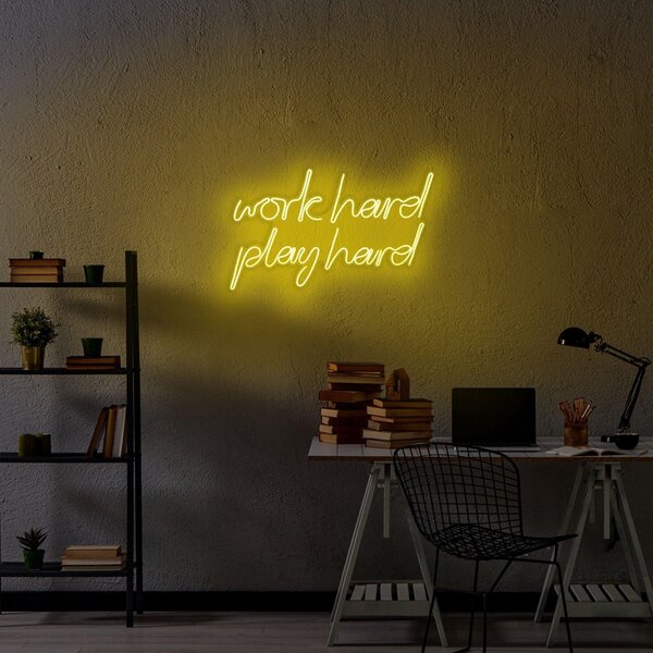Aplica de Perete Neon Work Hard Play Hard, 55x36 cm