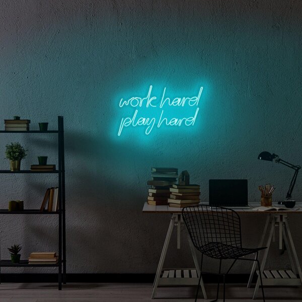 Aplica de Perete Neon Work Hard Play Hard, 55x36 cm