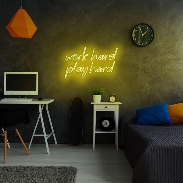 Aplica de Perete Neon Work Hard Play Hard, 55x36 cm